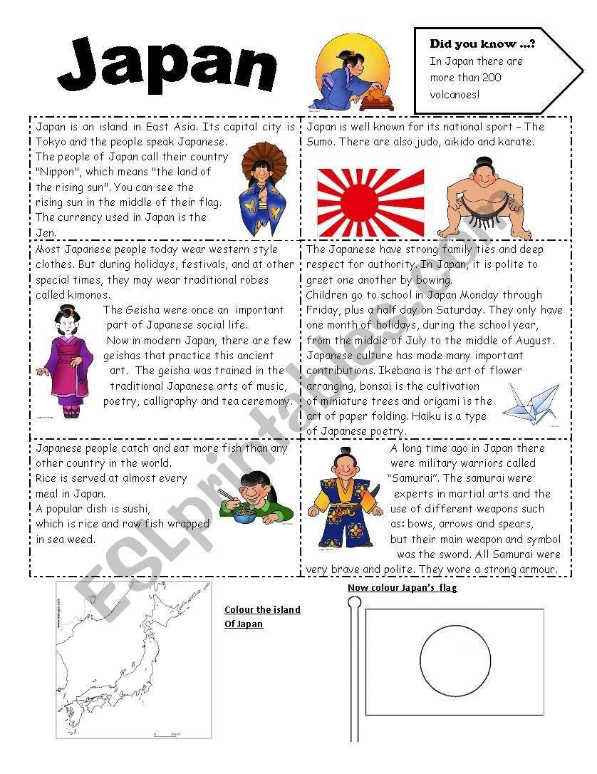 Japan ESL Worksheet By Cacucacu Worksheets Library