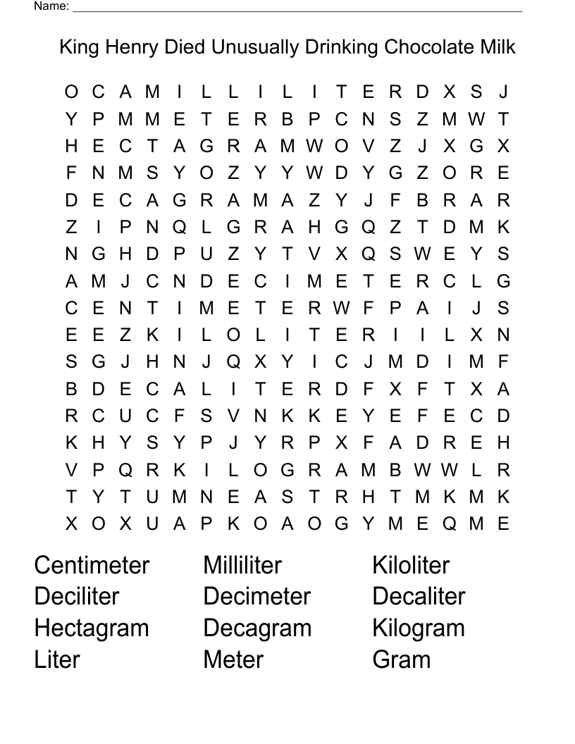 King Henry Died Unusually Drinking Chocolate Milk Word Search WordMint King Henry Died Unusually Drinking Chocolate Milk Word Search WordMint