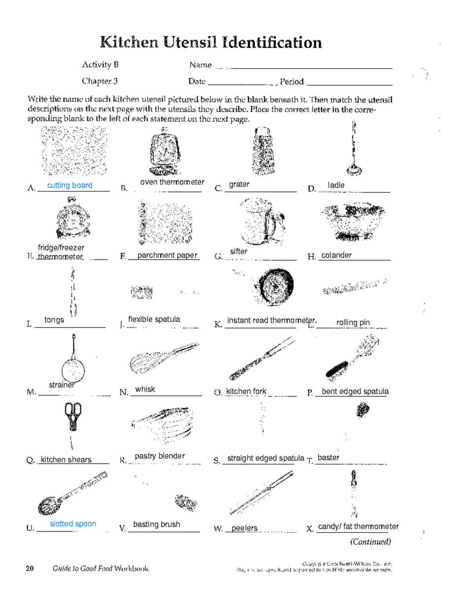 Kitchen Utensil Identification 2 Chapter 3 Activity Guide Studocu