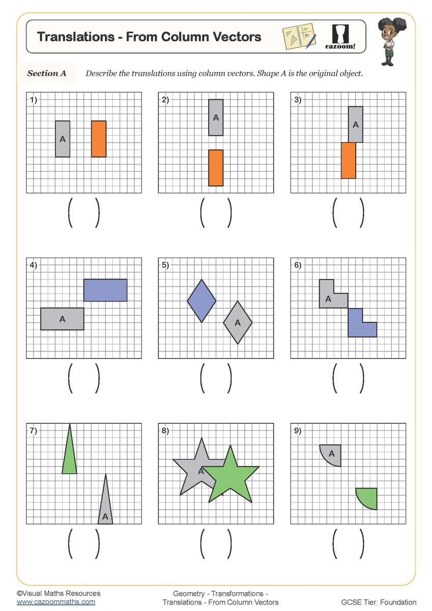 KS3 And KS4 Transformations Worksheets Transformations Of Graphs Worksheet Printable Transformation Reflection Rotation And Translation Worksheets PDF And Free Samples Downloads Cazoom Maths