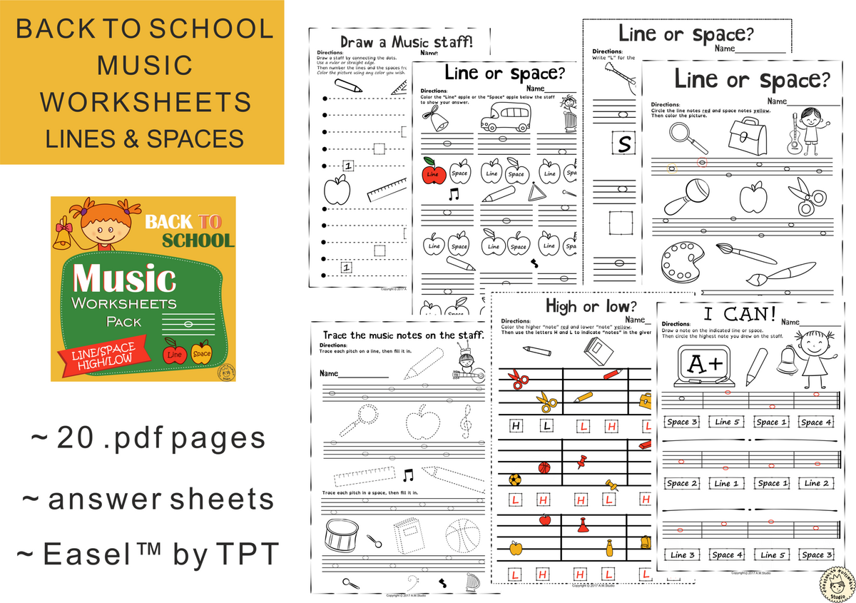 Lines And Spaces Music Worksheets For Back To School Teaching Resources Lines And Spaces Music Worksheets For Back To School Teaching Resources
