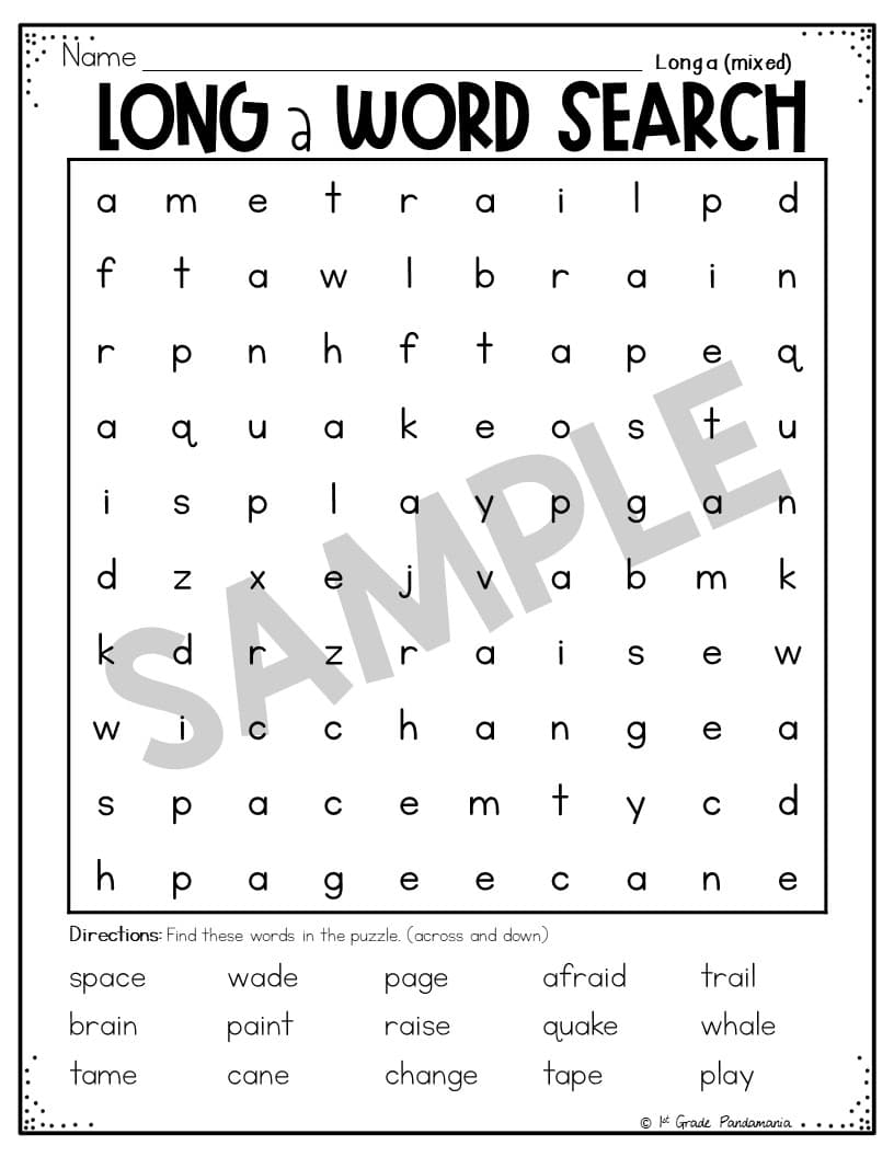 Long A Worksheets Phonics Activities 1st Grade Pandamania