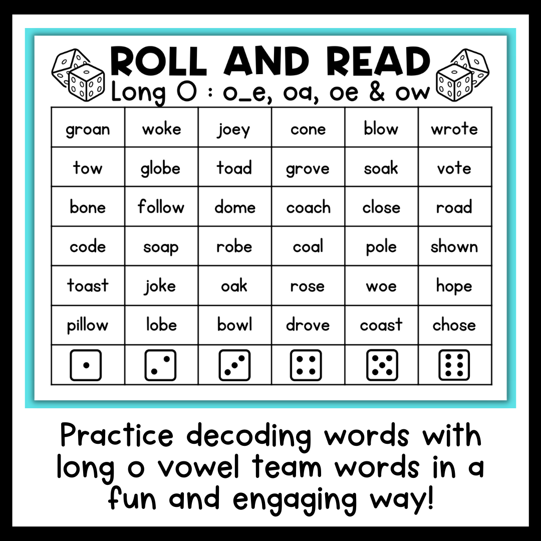 Long O Vowel Teams O E OA OE OW Phonics Roll And Read Games Worksheets Library Long O Vowel Teams O E OA OE OW Phonics Roll And Read Games Worksheets Library