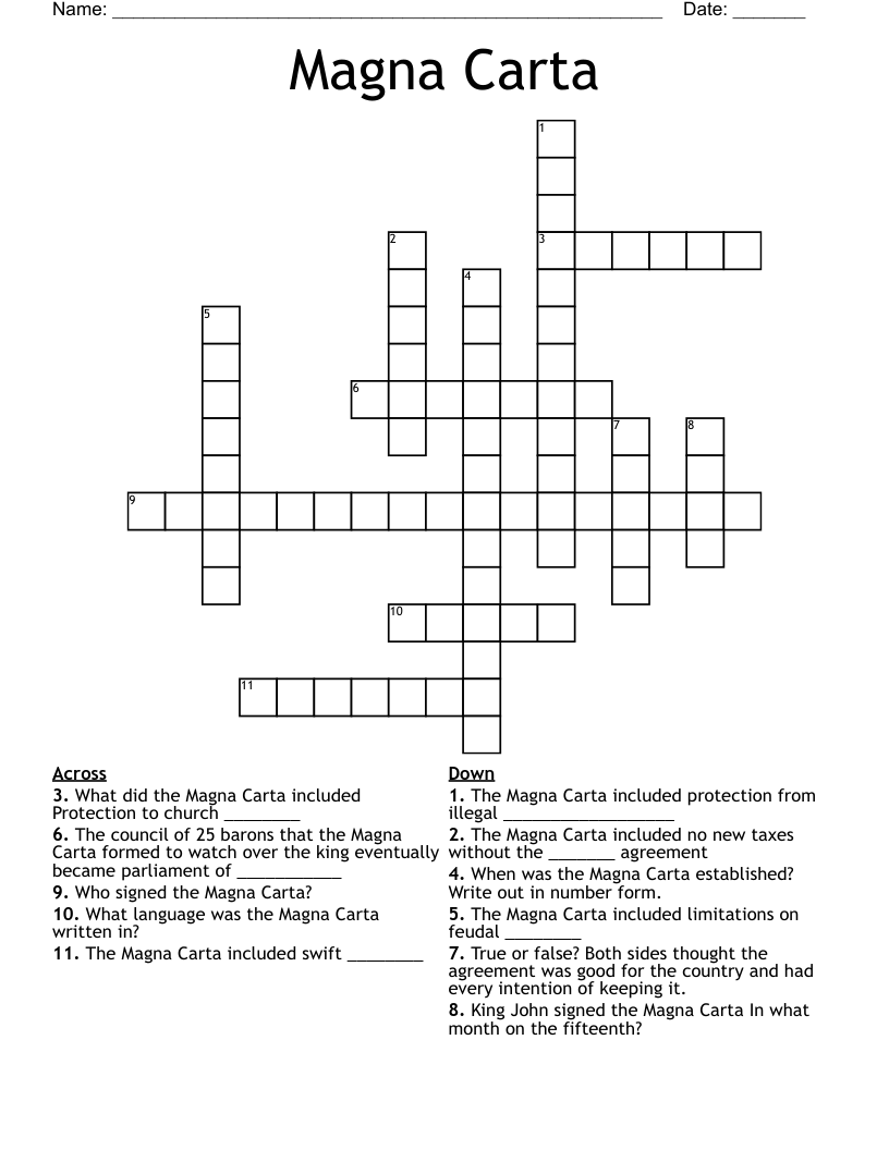 Magna Carta Crossword WordMint