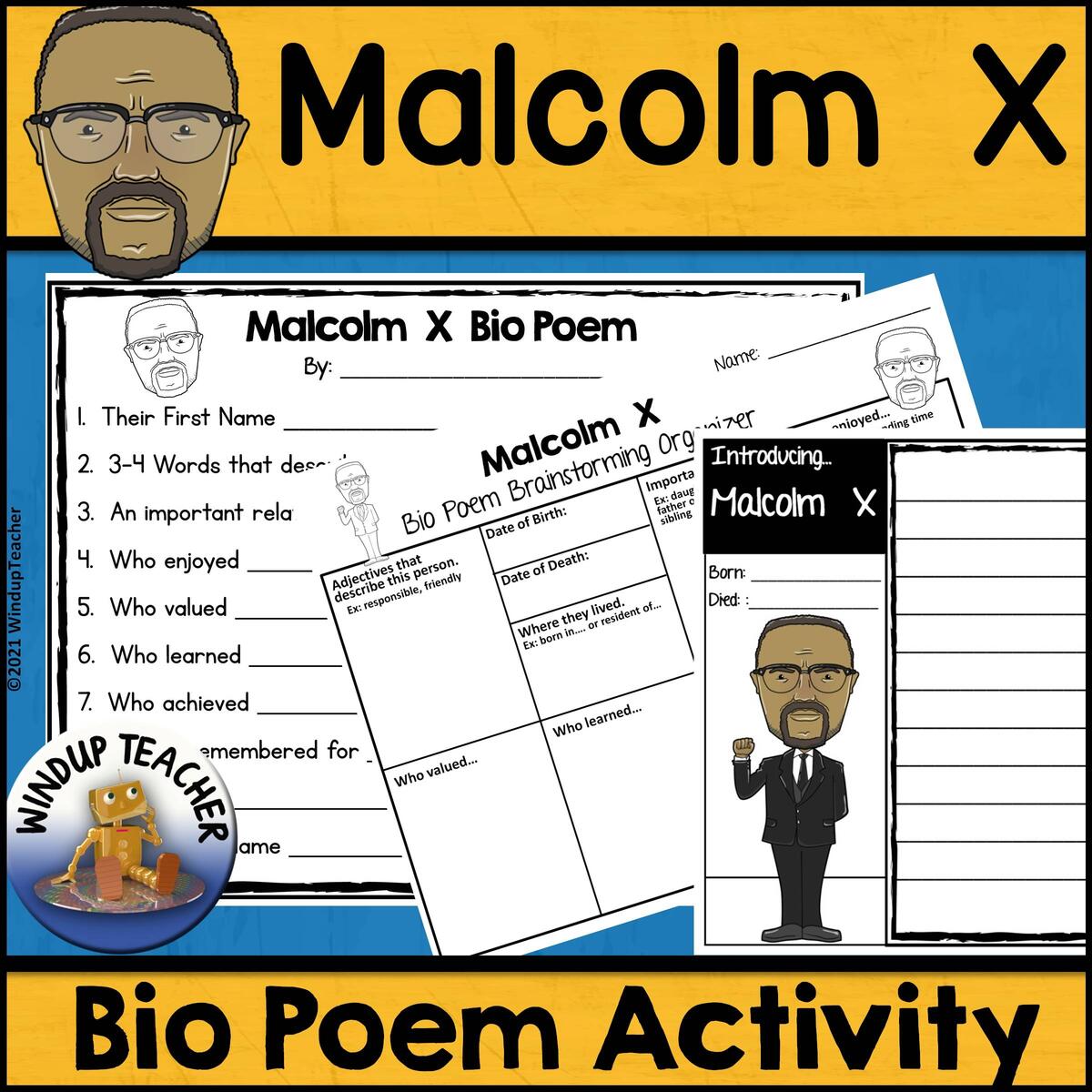 Malcolm X Biography Poem Activity And Writing Paper Made By Teachers
