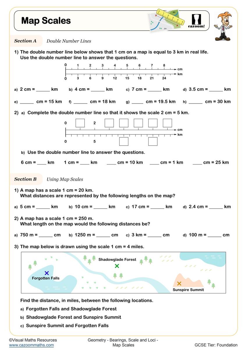Map Scales Worksheet Fun And Engaging Year 8 And Year 9 Geometry Worksheet
