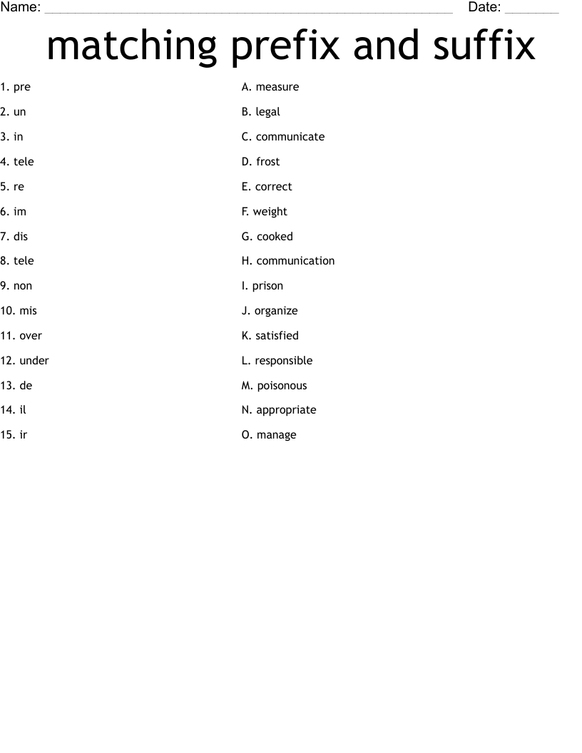 Matching Prefix And Suffix Worksheet WordMint Matching Prefix And Suffix Worksheet WordMint