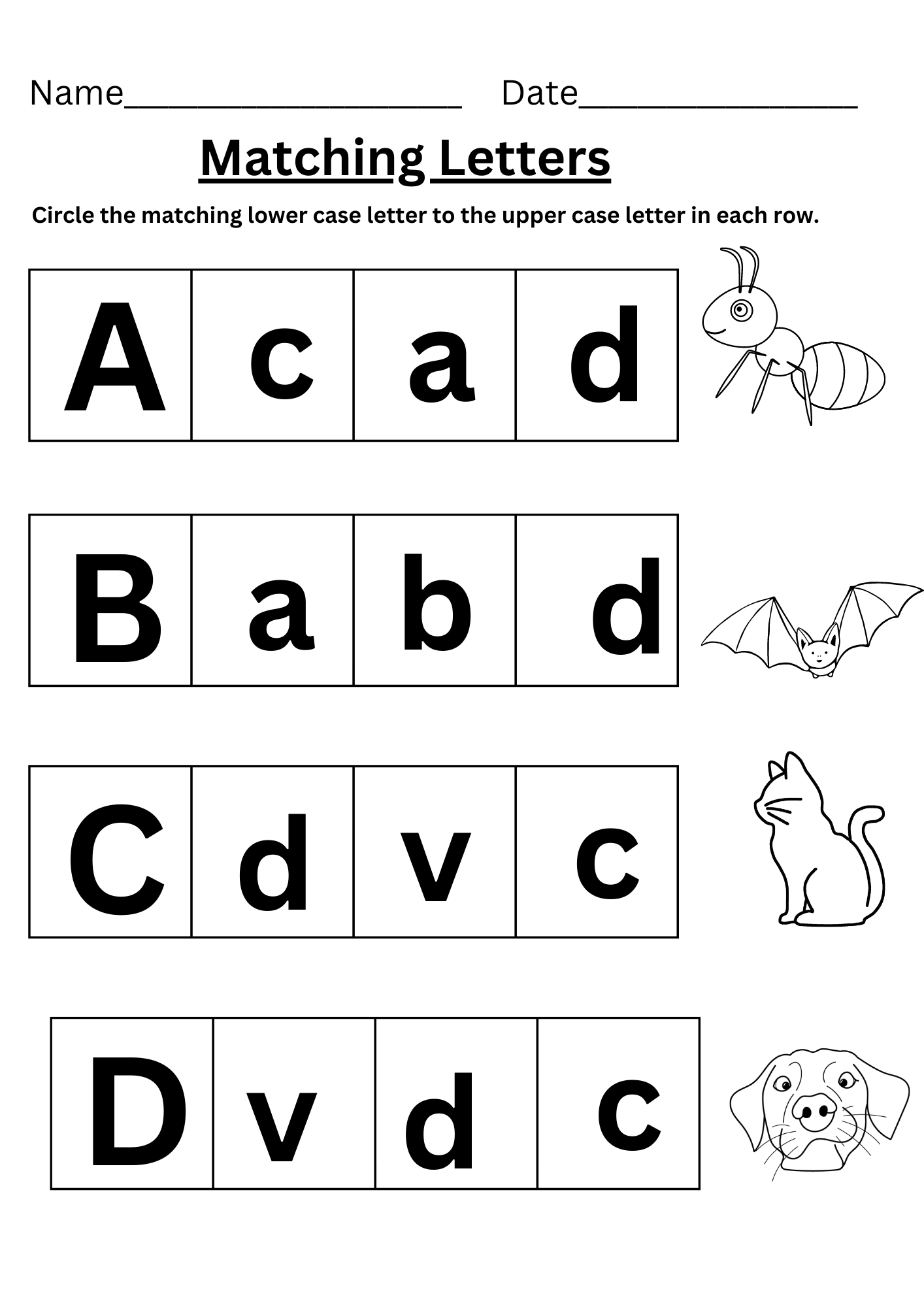 Matching Upper And Lower Case Letters Matching Upper And Lower Case Letters