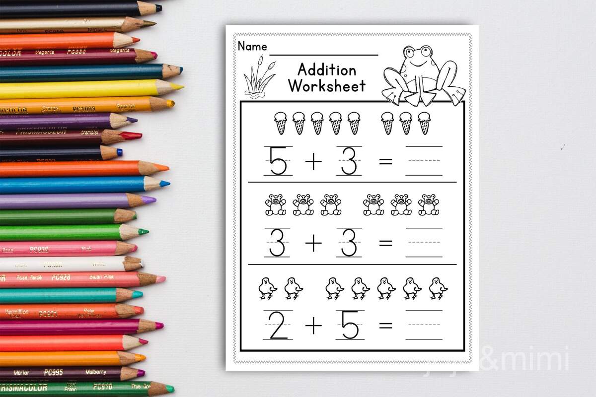 Preschool Addition Math Worksheet Template Illustration Stock Vector Image Art Alamy
