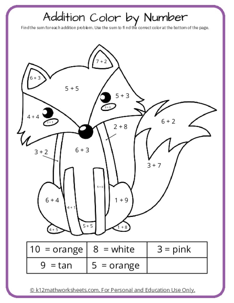 Color By Number Simple Addition Subtraction Squarehead Teachers
