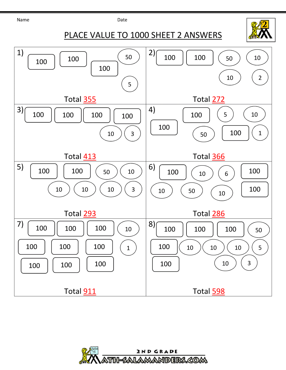 Math Place Value Worksheets To Hundreds