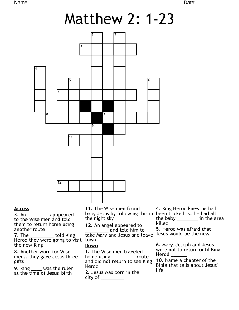 Matthew 2 1 23 Crossword WordMint