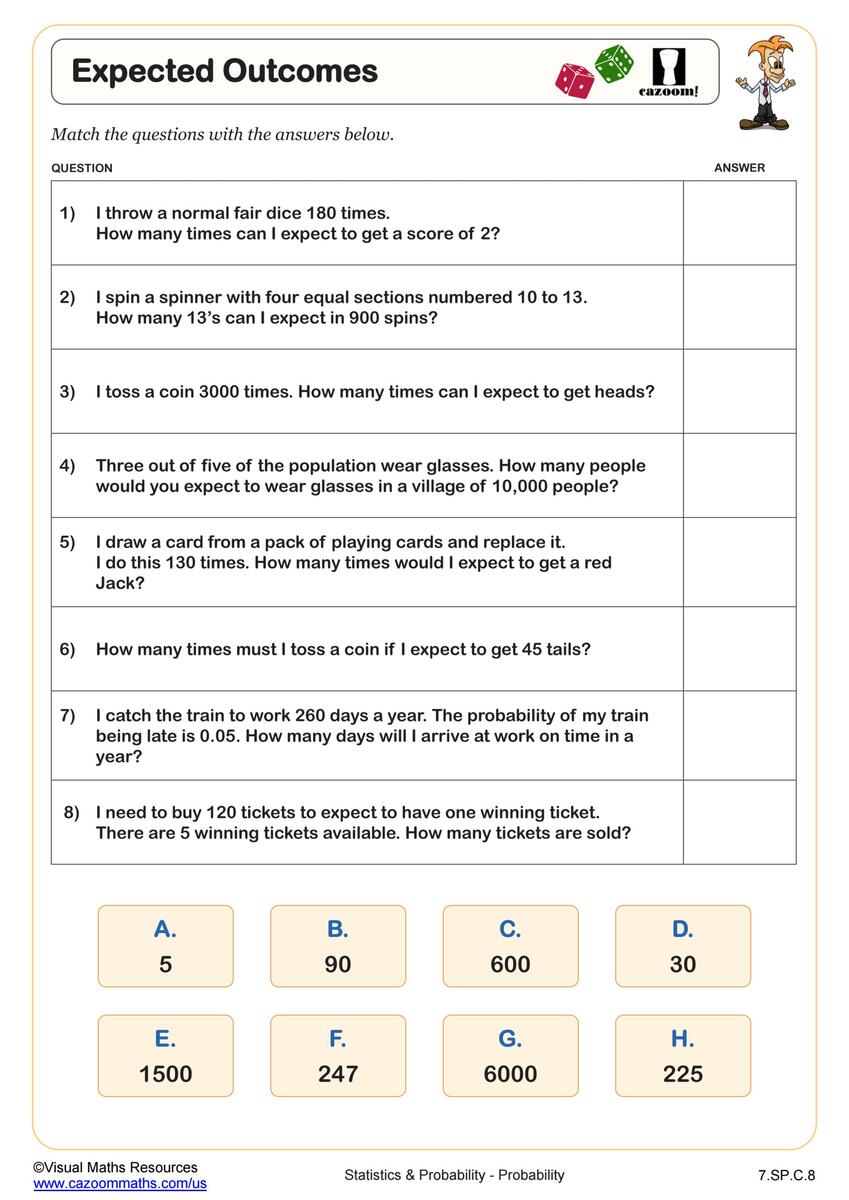 Middle School Probability Worksheets PDF Printable Worksheets Cazoom Math Middle School Probability Worksheets PDF Printable Worksheets Cazoom Math