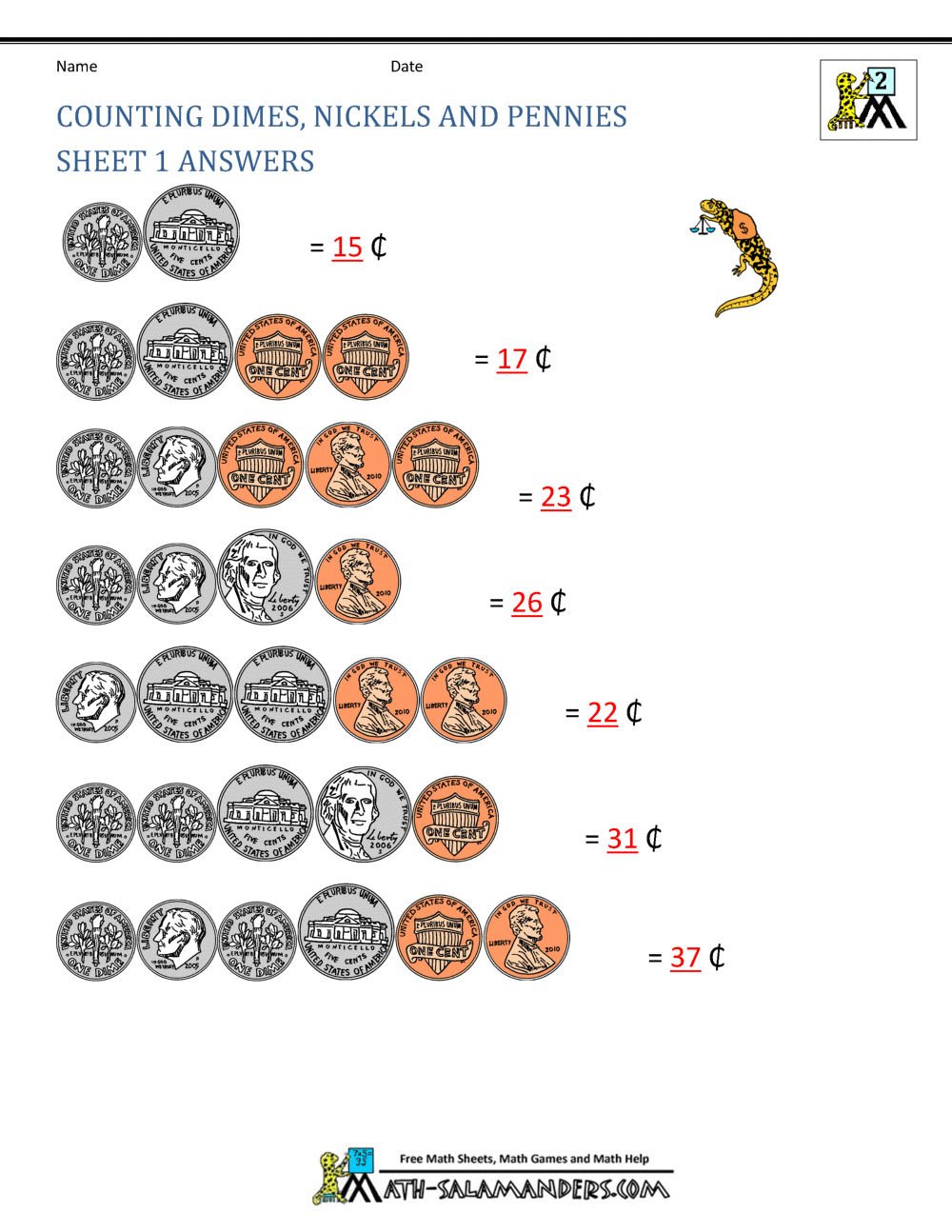 Money Worksheets For 2nd Grade
