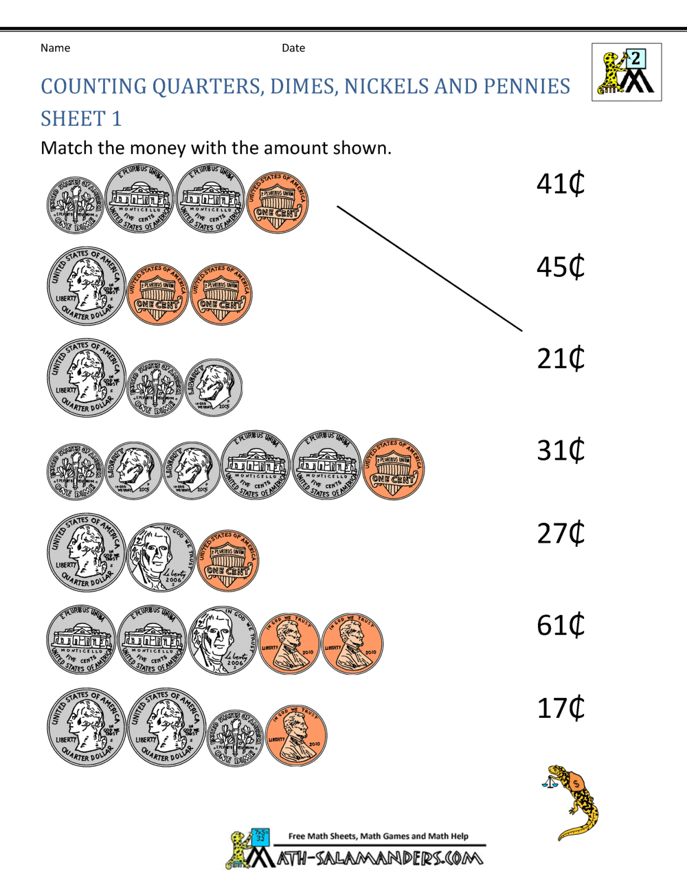 Counting Money Worksheets