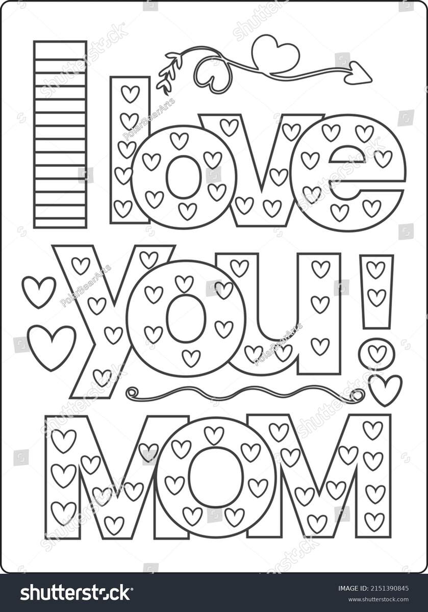 Mothers Day Coloring Pages Children Cute Stock Vector Royalty Free 2151390845 Shutterstock