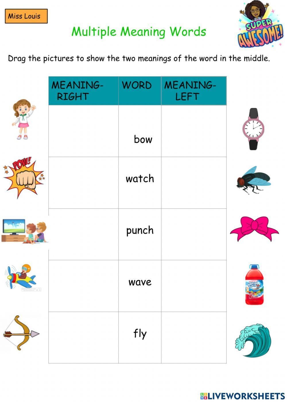 Multiple Meaning Words Worksheet For 1 Worksheets Library