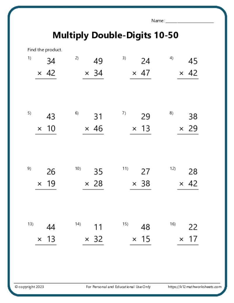 Multiplication Worksheets K12 Math Worksheets 6 Times Tables Worksheets