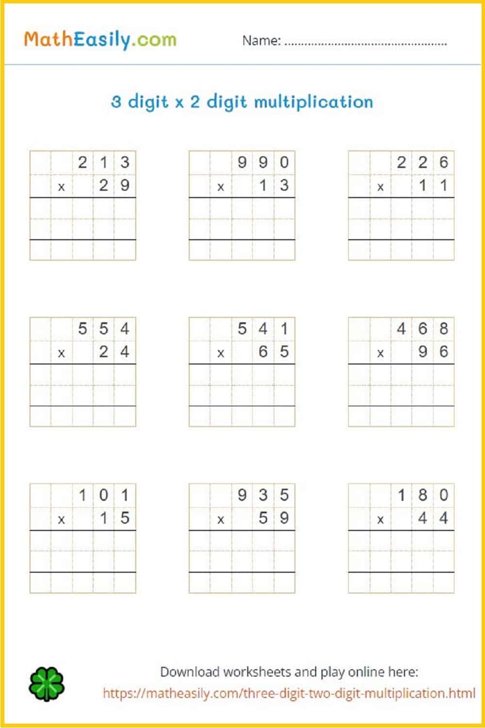 Multiplication Worksheets PDF Free Download