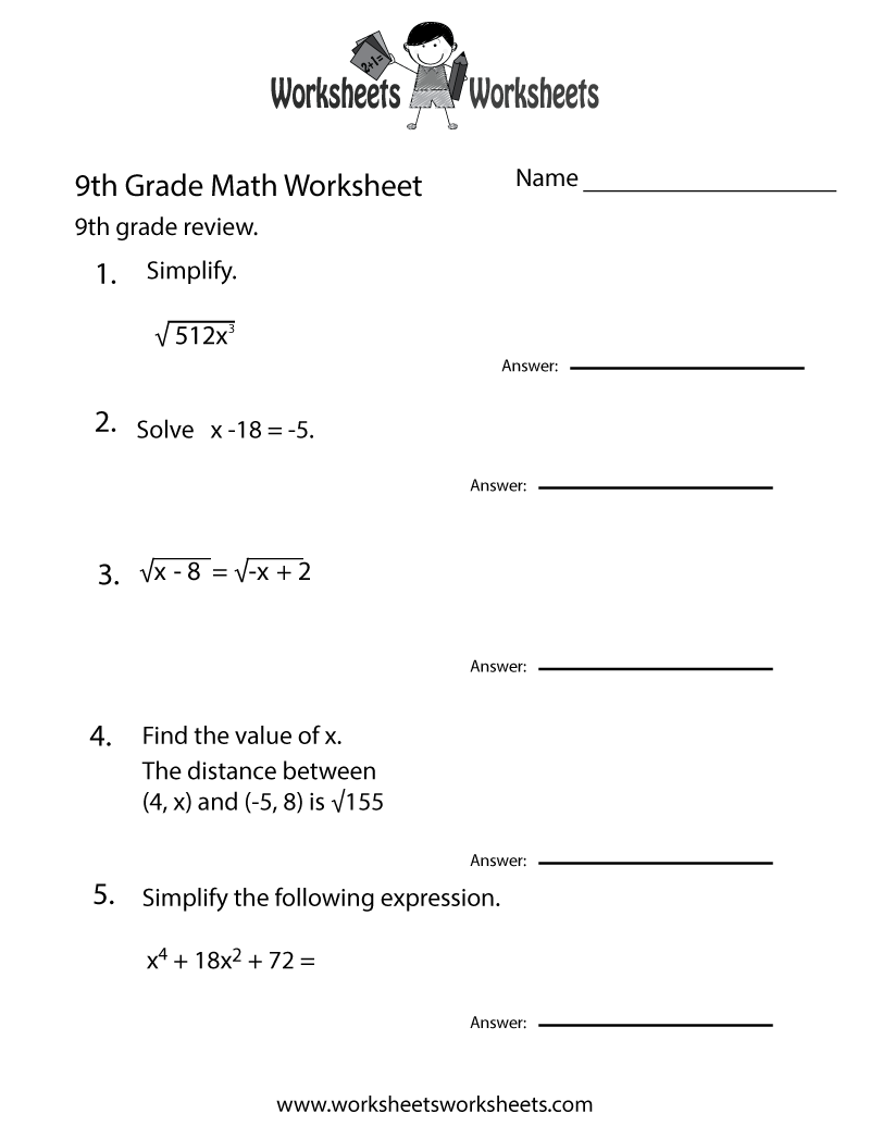 Math Worksheets 9th Grade Pdf 9 Png LITERAL EQUATIONS WORKSHEET Worksheets Library