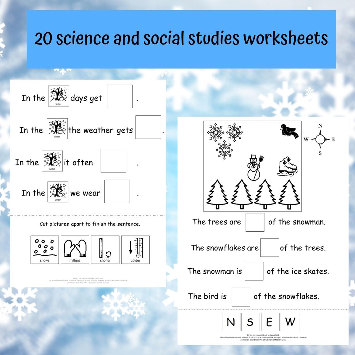 No Prep Winter Worksheets For Special Education Elementary Level Special Needs For Special Kids