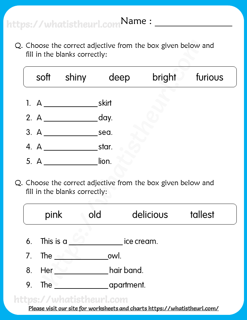 Nouns Adjectives Worksheets For Grade 5 Your Home Teacher