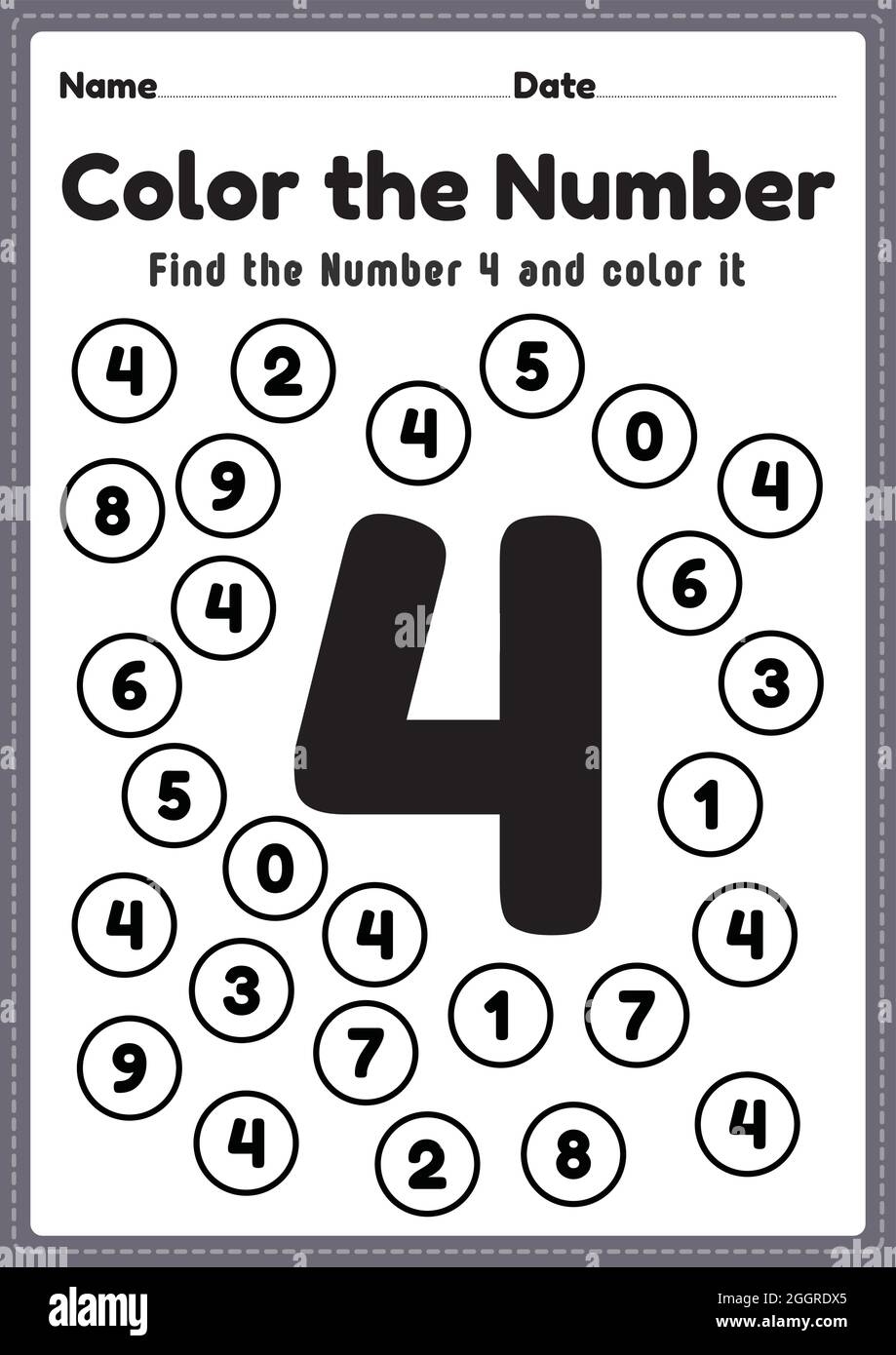 Number 4 Worksheet Hi Res Stock Photography And Images Alamy Number 4 Worksheets FREE Tracing Counting Printables