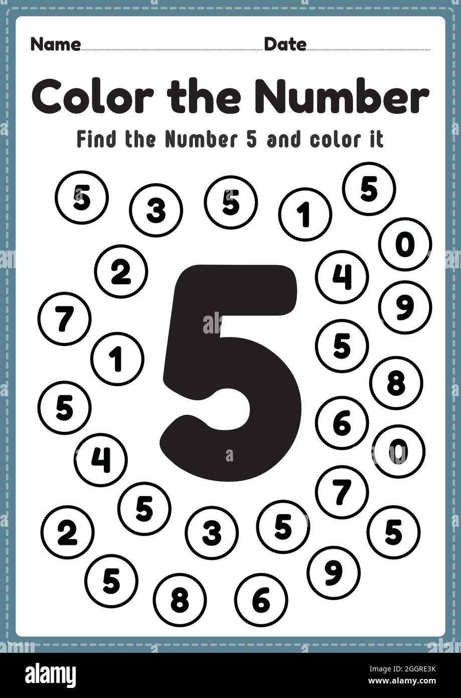 Number 5 Coloring Stock Vector Images Alamy Number 5 Preschool Printable Worksheets And Free Coloring Pages Number5 Number