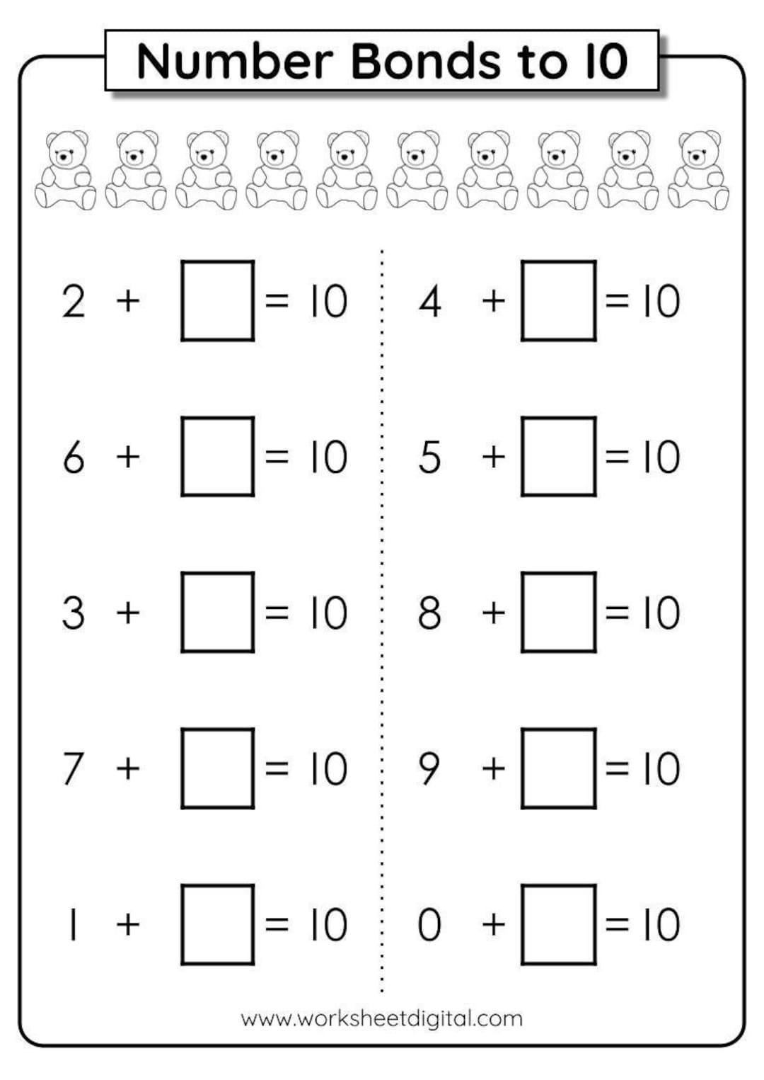 Number Bonds To 10 Worksheets Kindergarten Homeschool Activity PDF Etsy Number Bonds To 10 Worksheets Kindergarten Homeschool Activity PDF Etsy