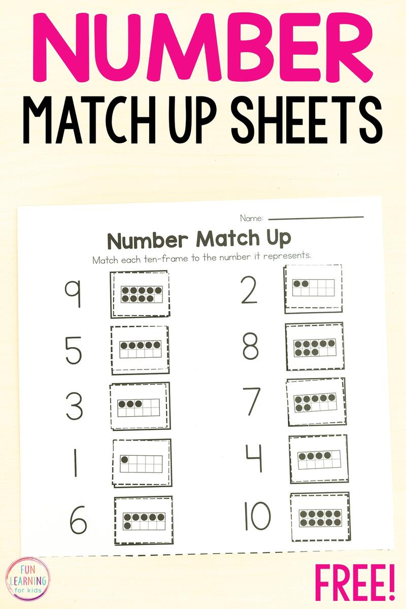 Number Match Up Worksheets