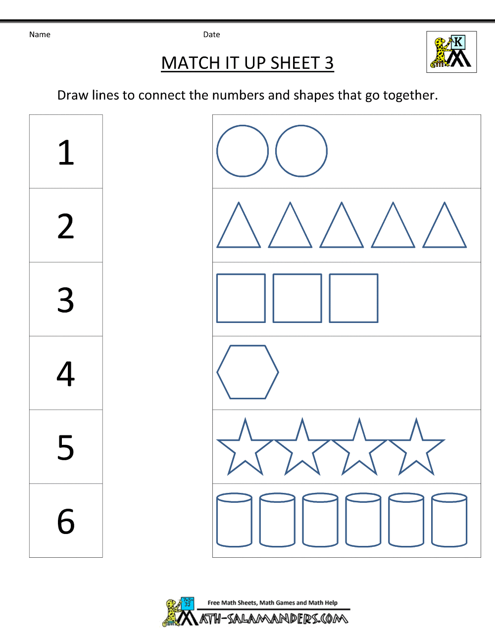 Number Matching Worksheets 1 10 Number Matching Worksheets 1 10
