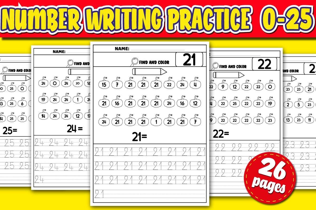 Number Writing Practice 0 25 Number Recognition 2275971