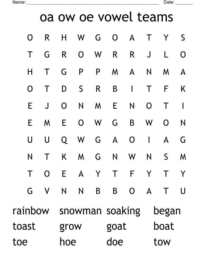 Oa Ow Oe Vowel Teams Word Search WordMint Oa Ow Oe Vowel Teams Word Search WordMint