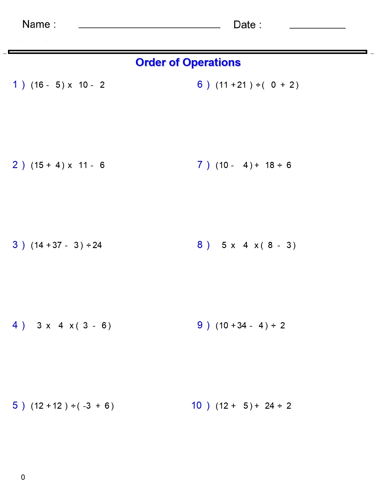Order Of Operations Worksheets Superstar Worksheets
