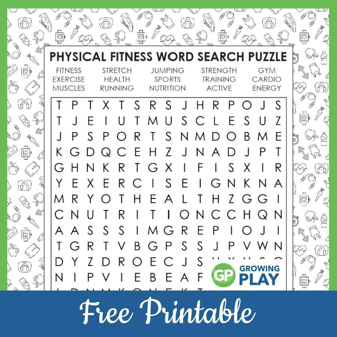 Physical Fitness Word Search Free Printable Growing Play Physical Fitness Word Search Free Printable Growing Play