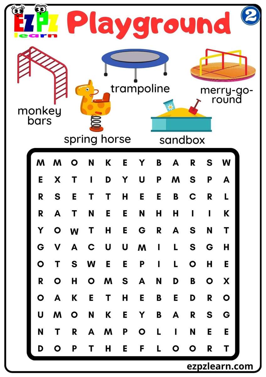 Playground Vocabulary 2 Word Search Worksheet For Kindergarten And ESL Students Free Download Ezpzlearn Playground Vocabulary 2 Word Search Worksheet For Kindergarten And ESL Students Free Download Ezpzlearn