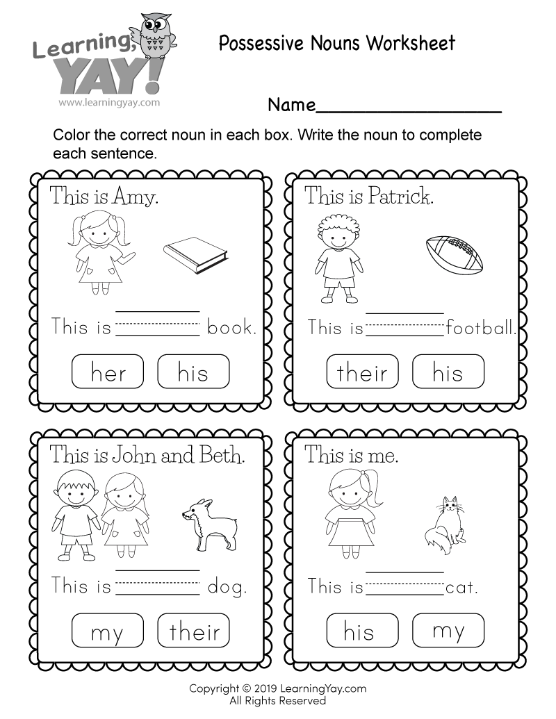 Possessive Nouns Worksheet For 1st Grade Free Printable Worksheets Library