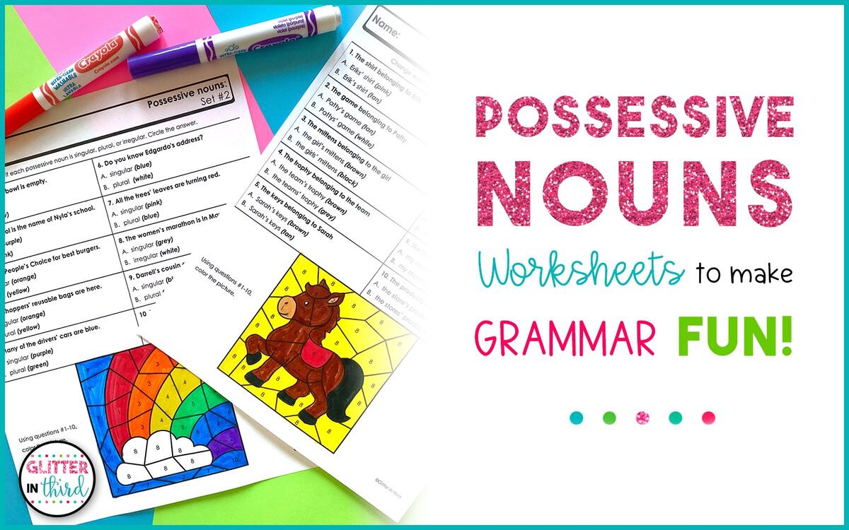 Possessive Nouns Worksheets To Make Grammar FUN Glitter In Third Possessive Nouns Worksheets To Make Grammar FUN Glitter In Third