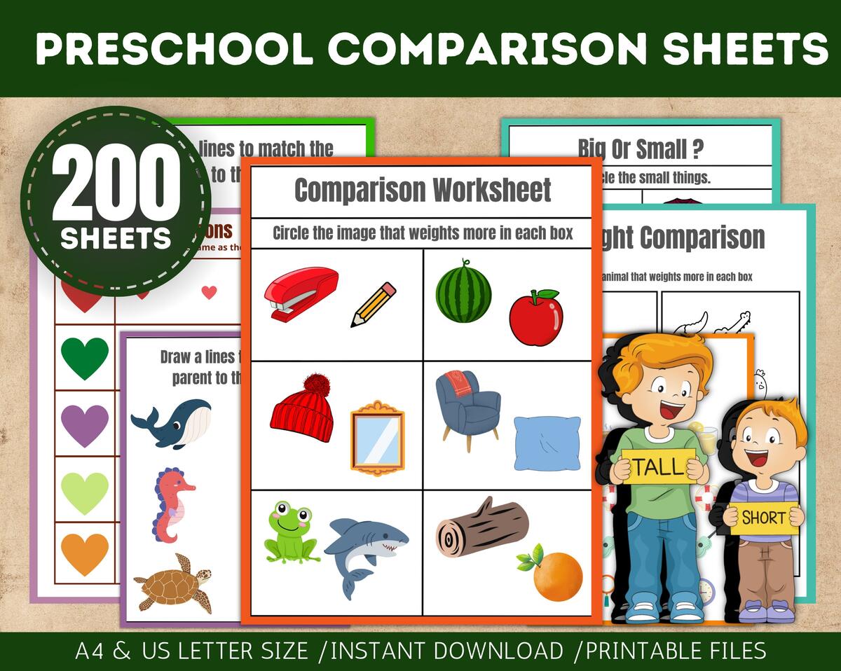 Preschool Comparison Worksheets Preschool Worksheets Preschool Printable Worksheets Activity Worksheets Printable Toddler Worksheets Etsy Preschool Comparison Worksheets Preschool Worksheets Preschool Printable Worksheets Activity Worksheets Printable Toddler Worksheets Etsy