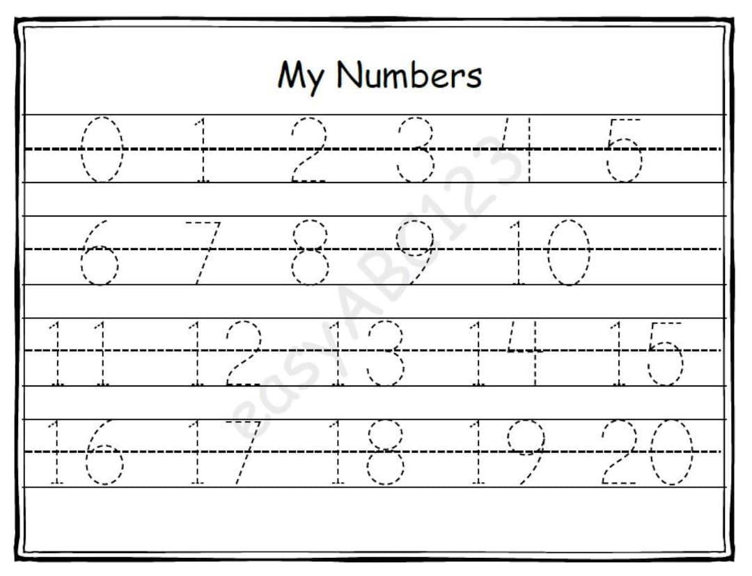 Printable 0 20 My Numbers Tracing Page Includes Bonus Practice Page Etsy Israel