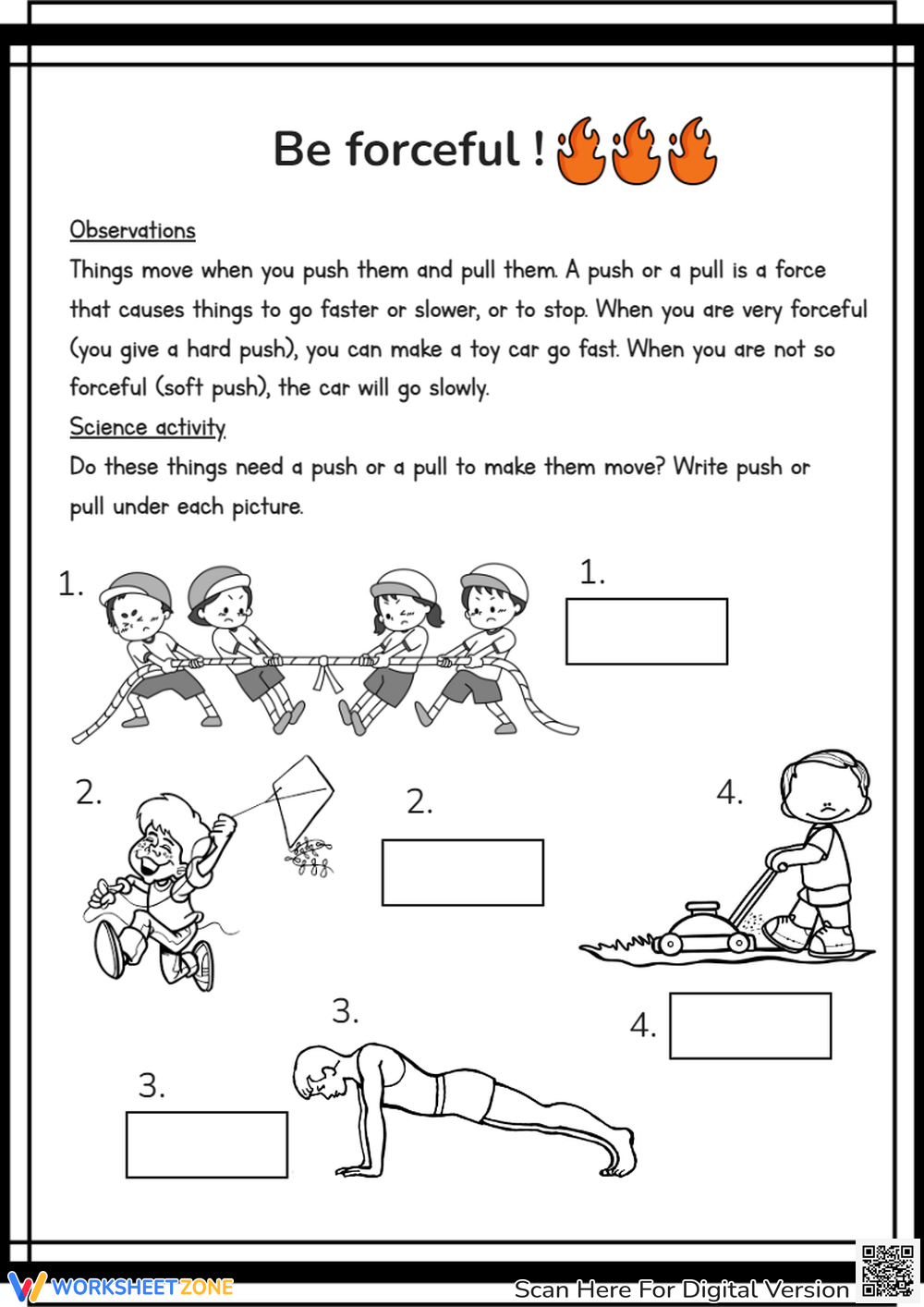 Printable 1st Grade Push And Pulls Worksheets Download