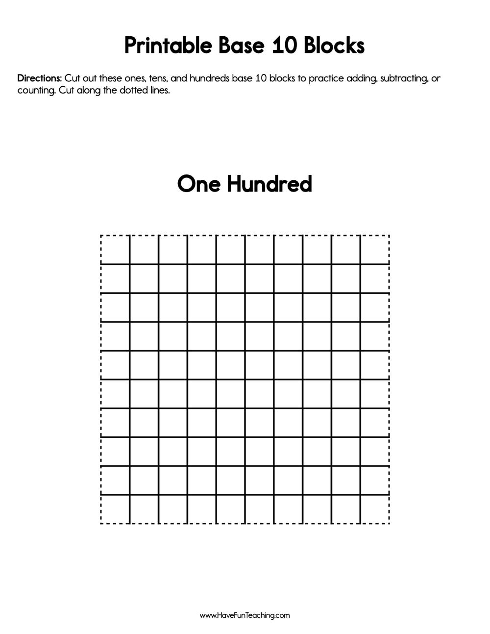 Printable Base 10 Blocks Have Fun Teaching