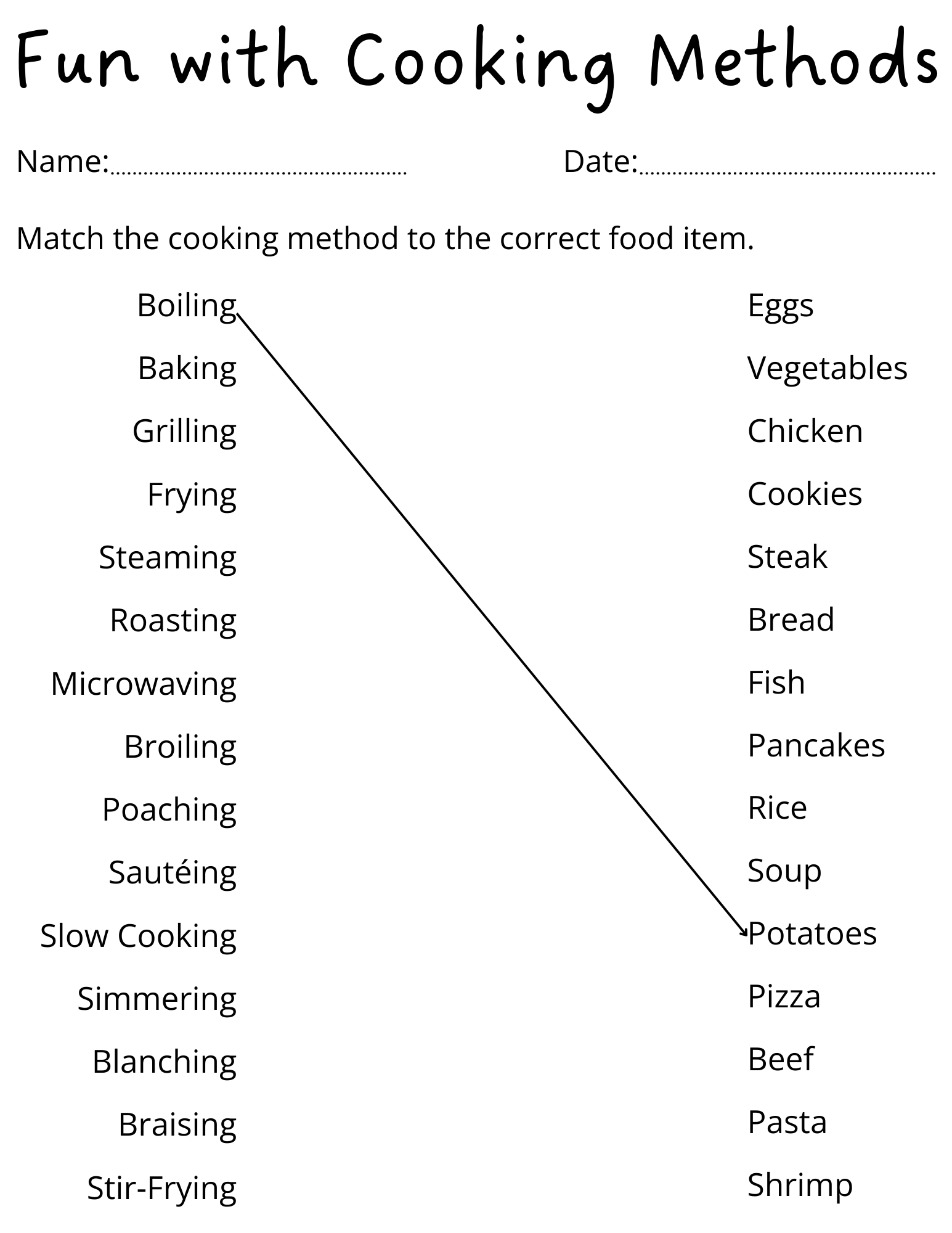 Printable Basic Cooking Methods Activity Sheets For Kids Made By Teachers Printable Basic Cooking Methods Activity Sheets For Kids Made By Teachers