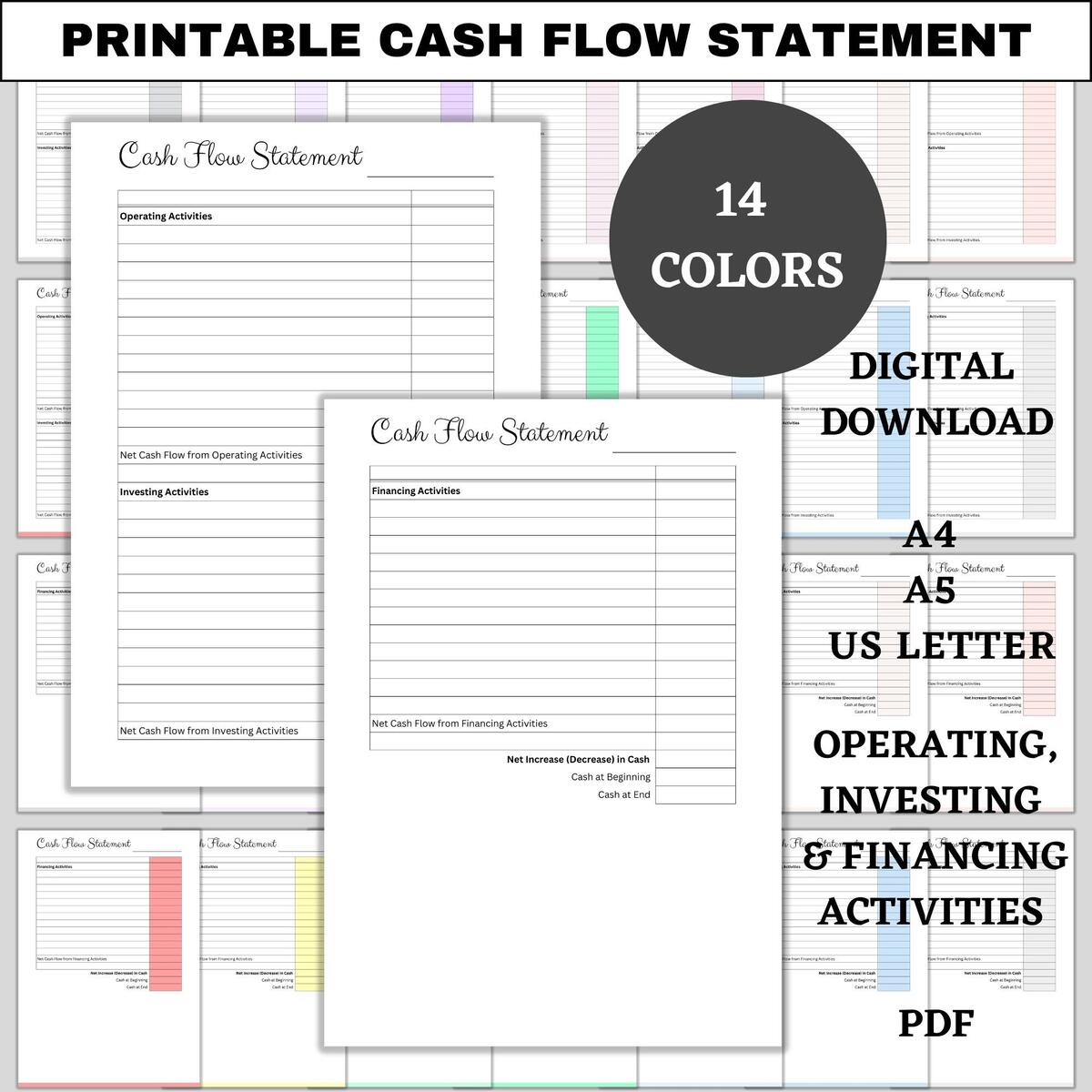Printable Cash Flow Statement Income Expenses Assets Liabilities Small Business Template Financial Report PDF A4 A5 US Letter Etsy
