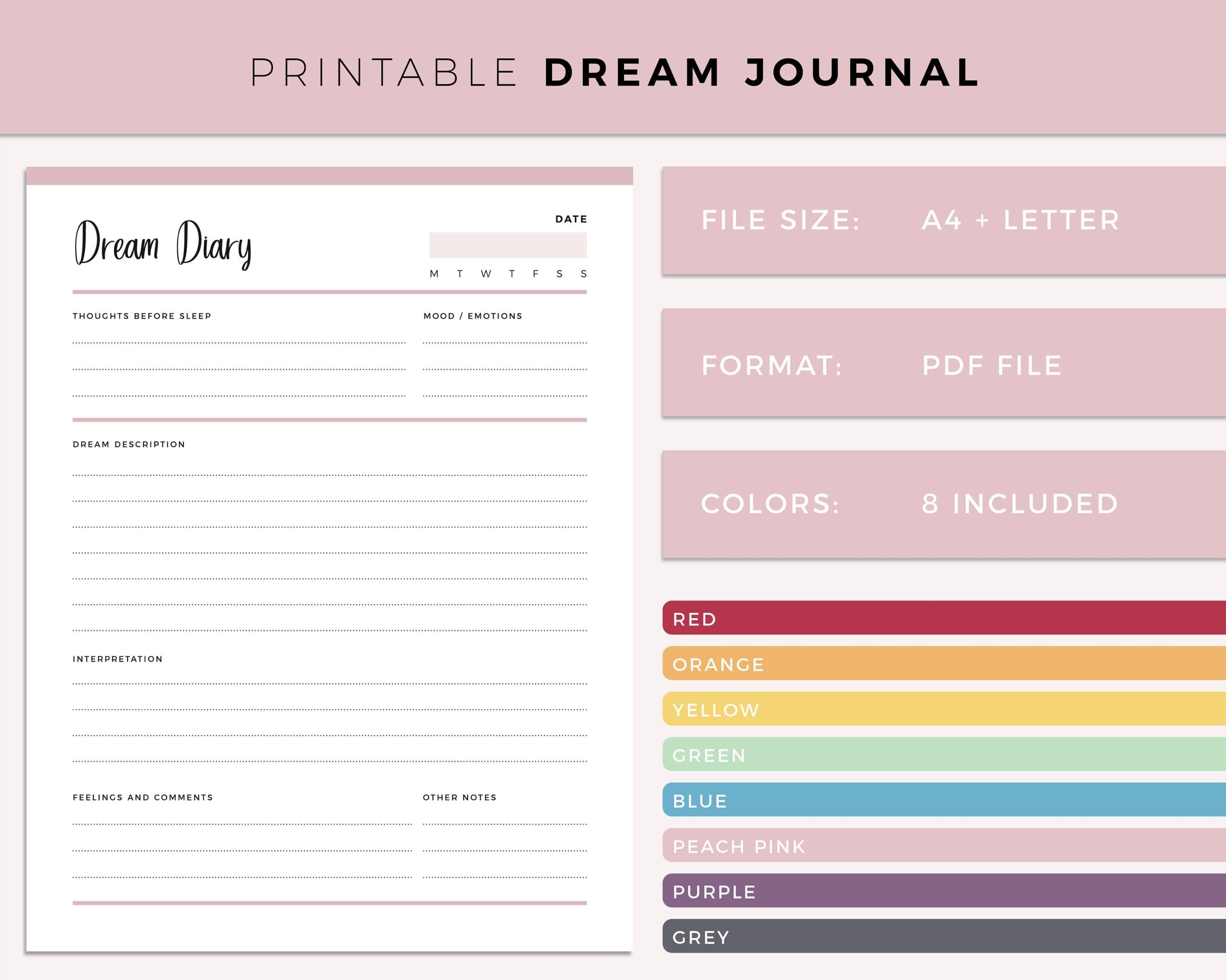 Printable Dream Journal Print At Home Dream Diary Dream Interpretation Planner Insert A4 And Letter Size Dreaming Record Sheet Etsy Israel Printable Dream Journal Print At Home Dream Diary Dream Interpretation Planner Insert A4 And Letter Size Dreaming Record Sheet Etsy Israel