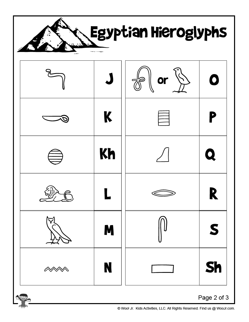 Free Printable Hieroglyphics Worksheets For Kids