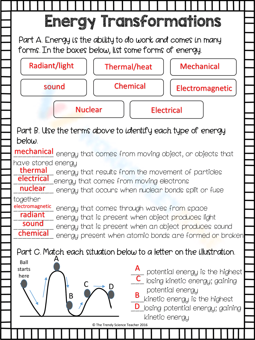 Printable Forms Of Energy Worksheets Download