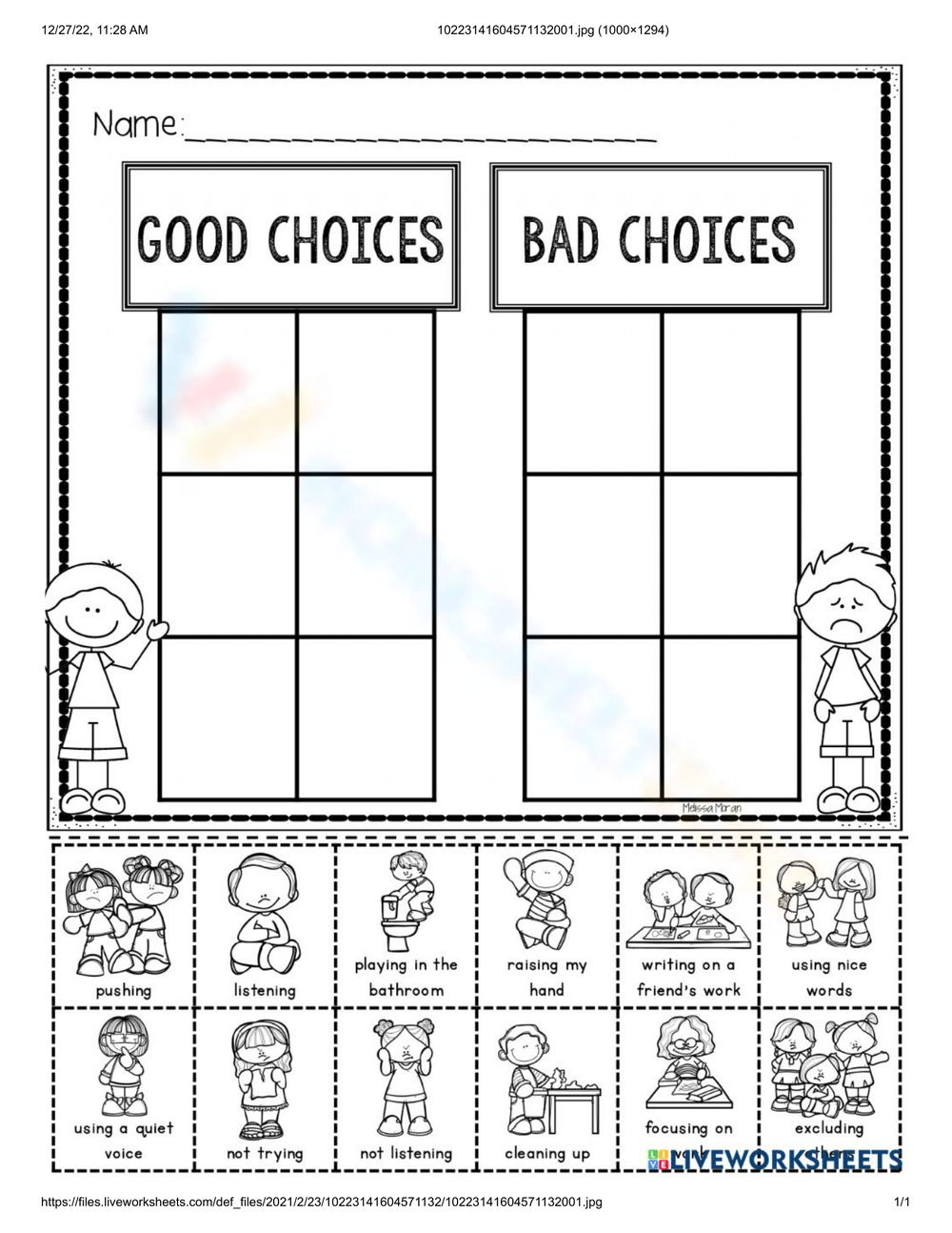 Printable Good Choices Bad Choices Worksheets Download Printable Good Choices Bad Choices Worksheets Download