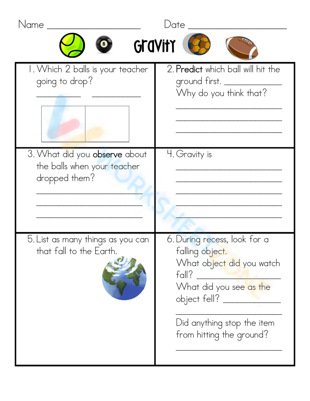 Printable Gravity Worksheets Download
