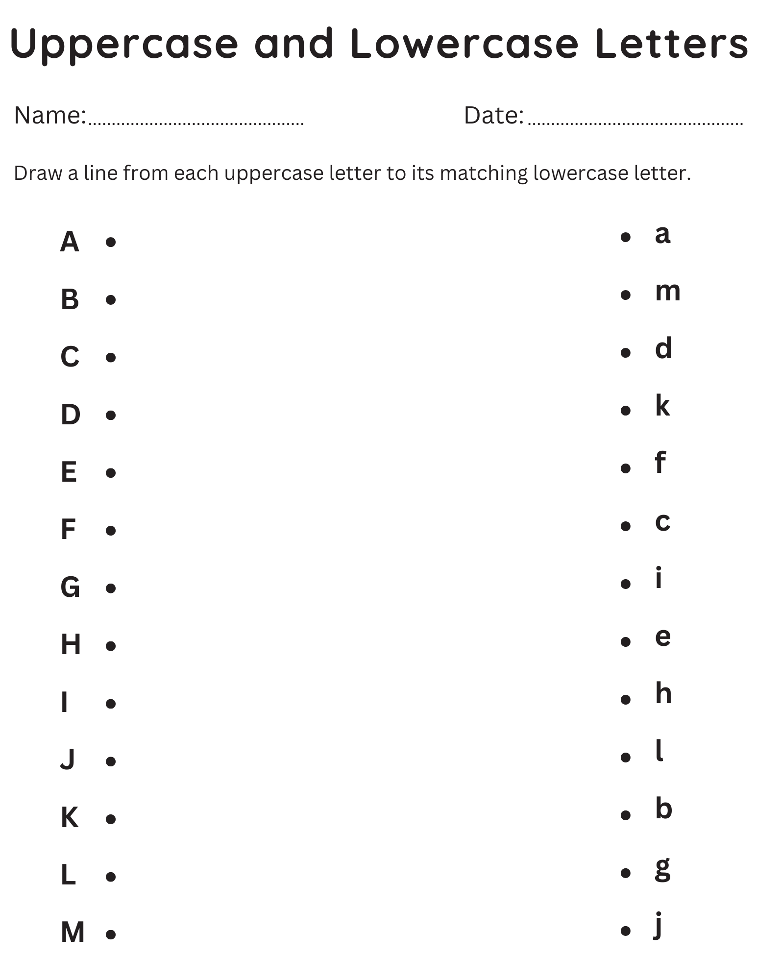 FREE Match The Same ABC Letters Alphabet Matching Worksheets For Pre K